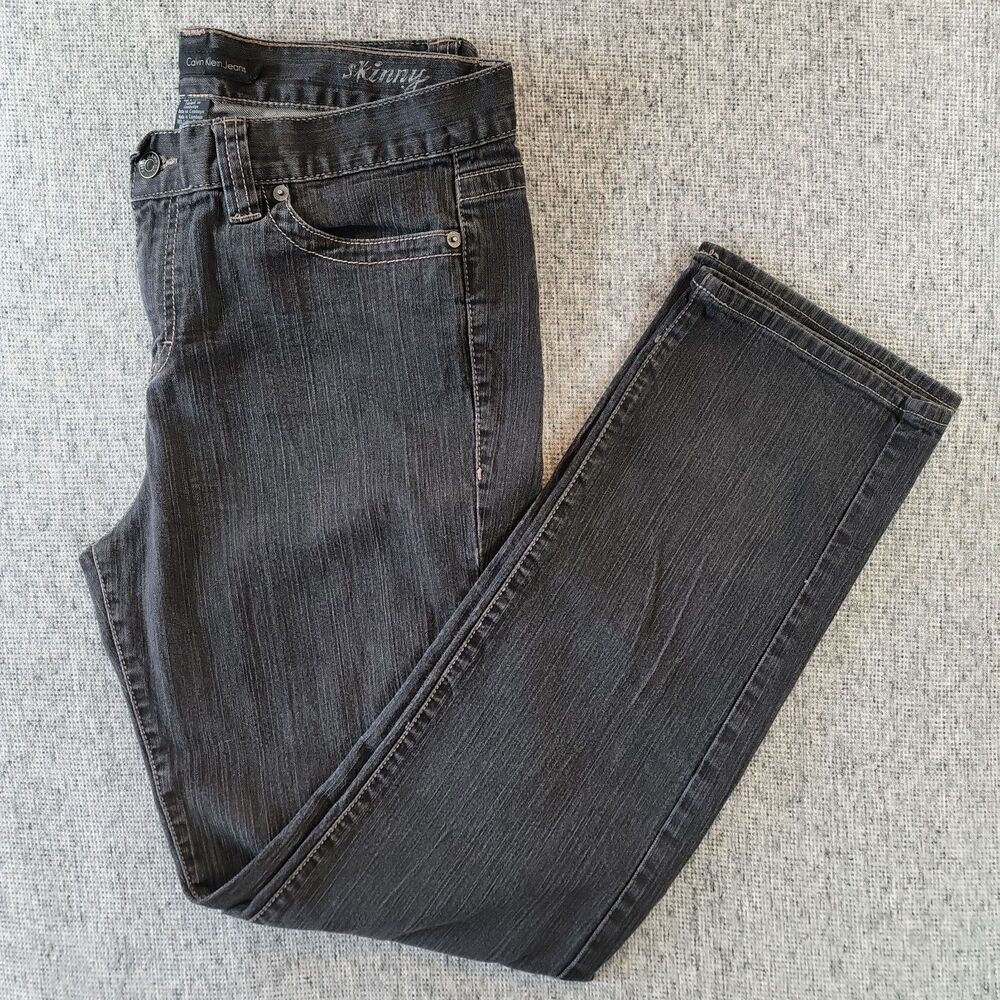 Calvin Klein Skinny Jeans Women's Size 14 Black Mid Rise Denim Pants
